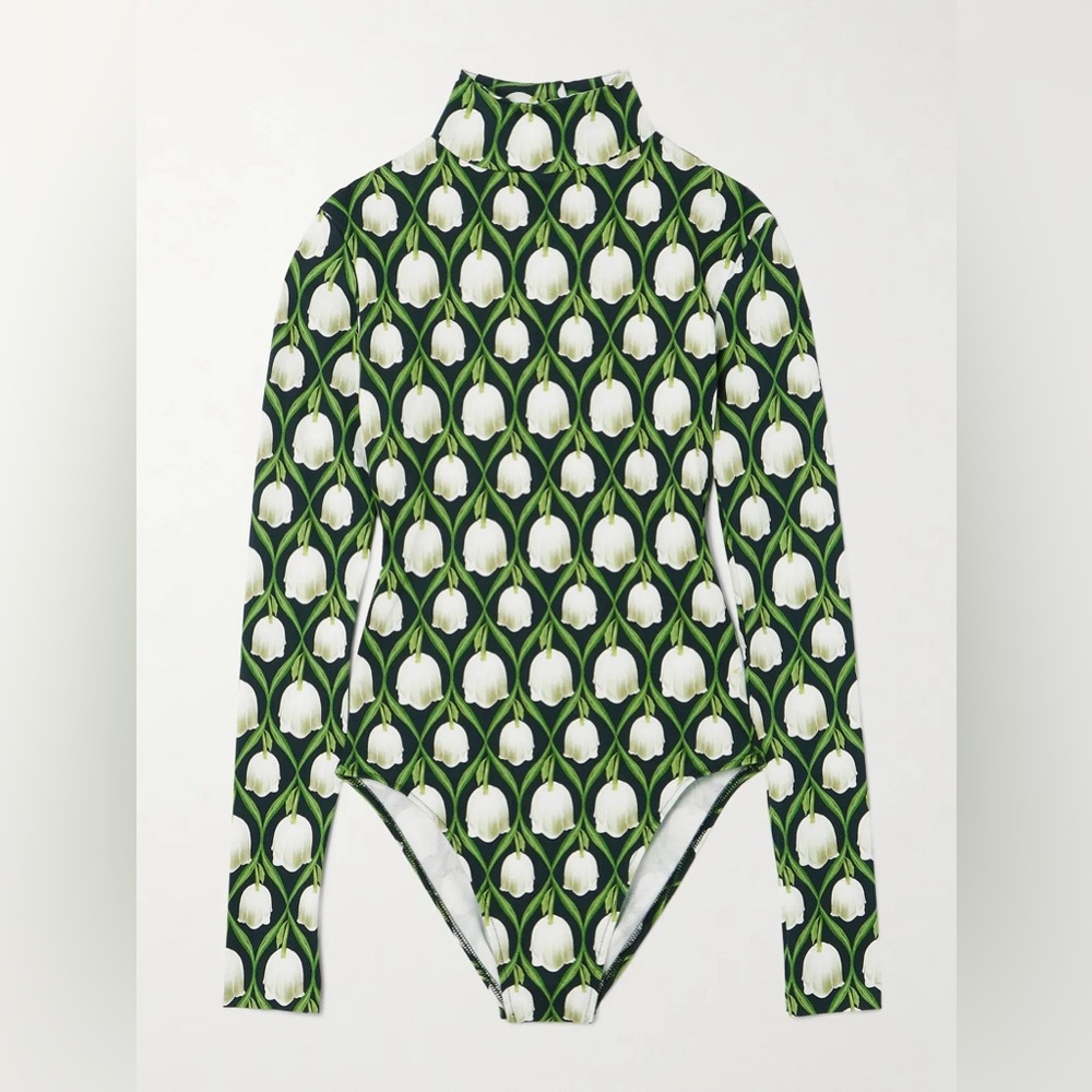 New - Cayena Perla floral-print bodysuit